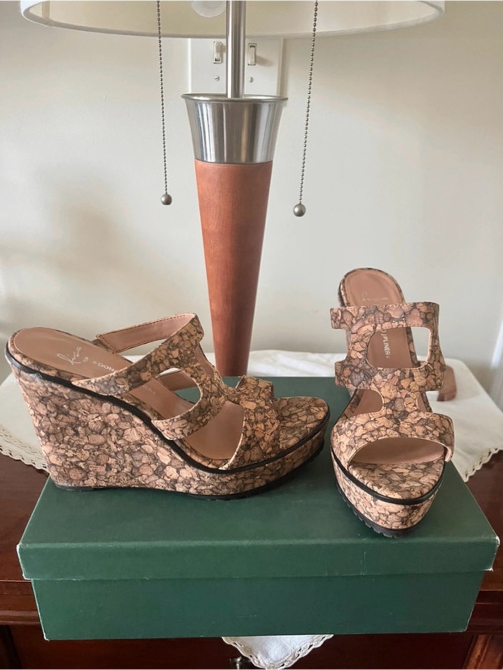 Donald J. Pliner Cork-Print Wedge Sandals - Tan